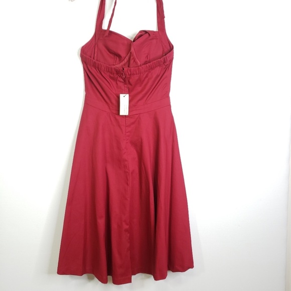Lindy Bop Vintage Burgundy Midi Dress - Picture 3 of 16